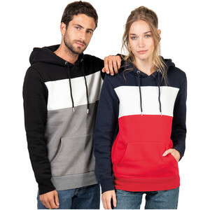 K4016 Unisex tricolour hooded sweatshirt