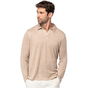 NS202 Men’s long sleeve linen polo shirt